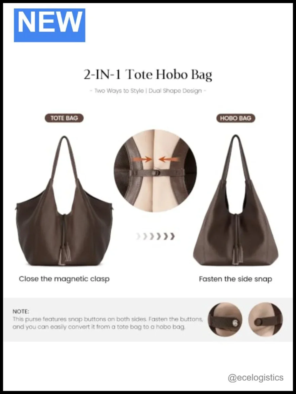 Genuine Leather Convertible Tote Hobo Shoulder Bag for Women